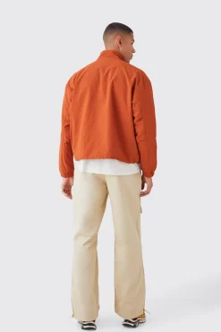 Crinkle Nylon Zip Through Harrington | BoohooMAN UK