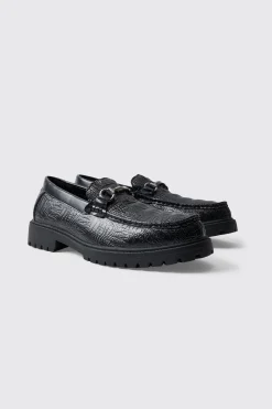 Croc Loafer With Tread Sole | BoohooMAN UK
