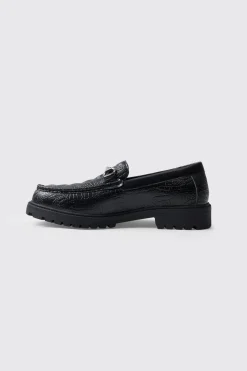 Croc Loafer With Tread Sole | BoohooMAN UK