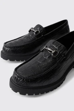 Croc Loafer With Tread Sole | BoohooMAN UK