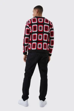 Crochet Long Sleeve Knitted Overshirt | BoohooMAN UK