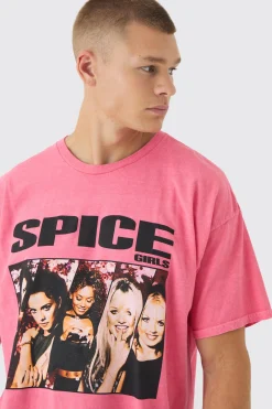 Cropped Spice Girls Wash License Print T-Shirt | BoohooMAN UK