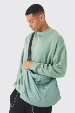Cross Body Sling Back Bag In Khaki | BoohooMAN UK