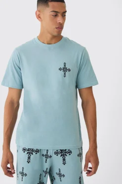 Cross Graphic Lounge Set | BoohooMAN UK