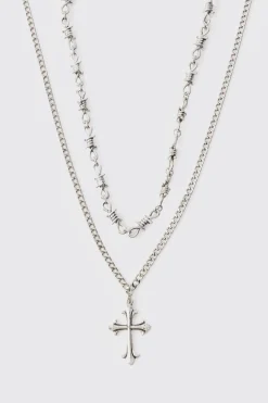 Cross Pendant Necklace | BoohooMAN UK