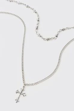 Cross Pendant Necklace | BoohooMAN UK
