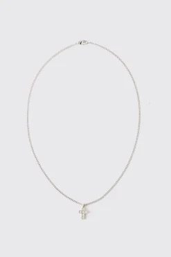 Cross Pendant Necklace In Silver | BoohooMAN UK