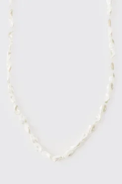 Crushed Pearl Effect Necklace | BoohooMAN UK