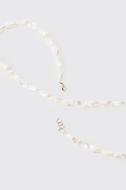 Crushed Pearl Effect Necklace | BoohooMAN UK