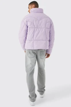 Curved Panel Funnel Neck Puffer | BoohooMAN UK