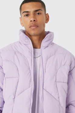 Curved Panel Funnel Neck Puffer | BoohooMAN UK