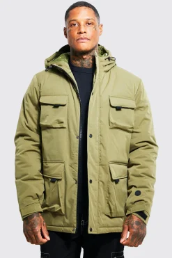 3d Pocket Smart Parka | BoohooMAN UK