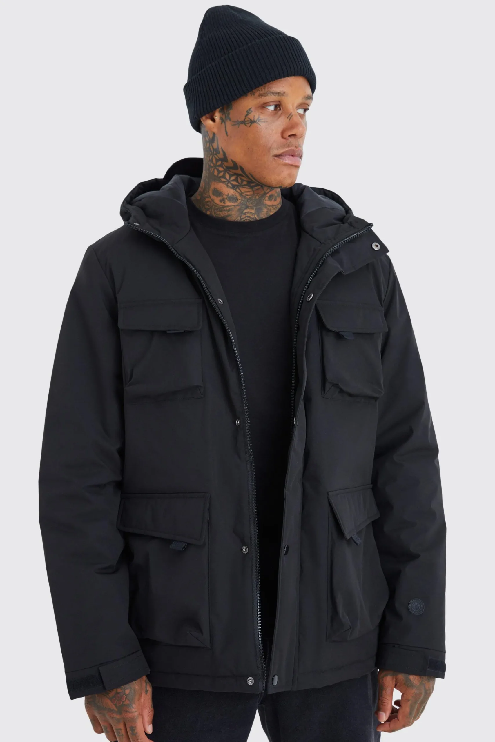 3d Pocket Smart Parka | BoohooMAN UK