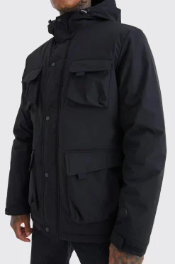 3d Pocket Smart Parka | BoohooMAN UK