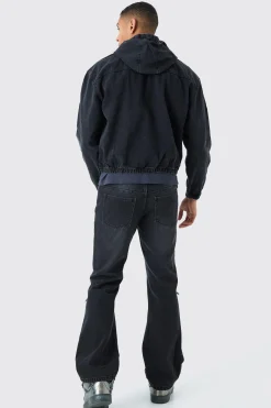 Denim Boxy Fit Hoodie | BoohooMAN UK