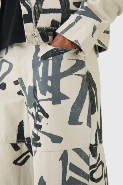 Denim Graffiti Laser Print Set | BoohooMAN UK