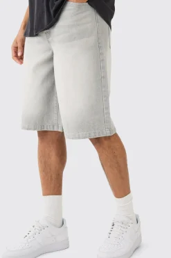 Denim Jorts In Light Grey | BoohooMAN UK