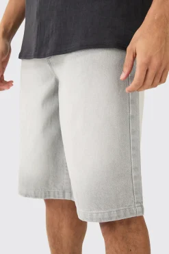 Denim Jorts In Light Grey | BoohooMAN UK