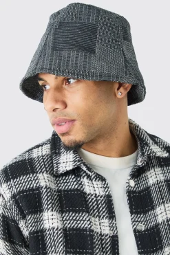 Denim Patchwork Bucket Hat | BoohooMAN UK