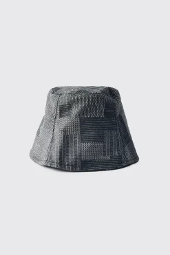 Denim Patchwork Bucket Hat | BoohooMAN UK