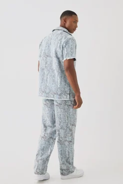 Denim Tapestry Relaxed Fit Jeans | BoohooMAN UK
