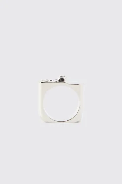Detailed Ring In Silver | BoohooMAN UK