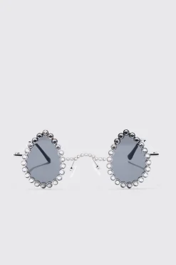 Diamante Tear Drop Sunglasses | BoohooMAN UK