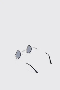 Diamante Tear Drop Sunglasses | BoohooMAN UK