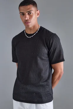 Diamond Crochet T-shirt | BoohooMAN UK
