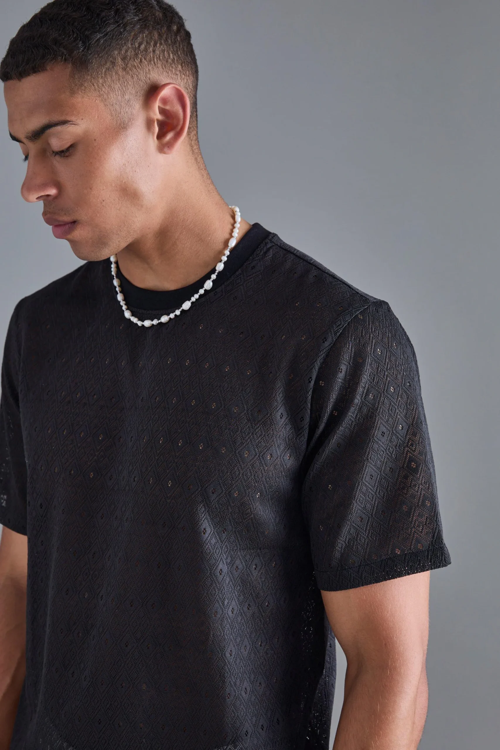 Diamond Crochet T-shirt | BoohooMAN UK