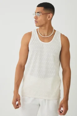 Diamond Crochet Vest | BoohooMAN UK
