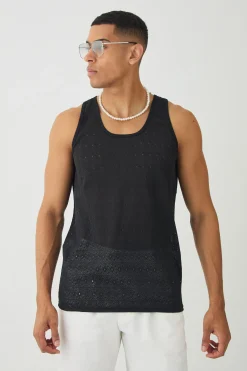 Diamond Crochet Vest | BoohooMAN UK