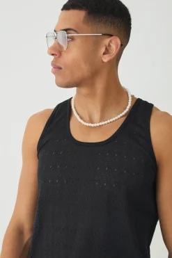 Diamond Crochet Vest | BoohooMAN UK