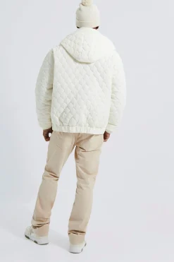 Diamond Quilted Hooded Puffer | BoohooMAN UK