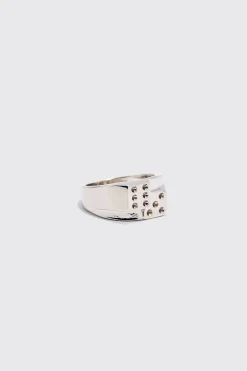 Dice Ring In Silver | BoohooMAN UK