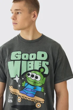 Disney Toy Story Alien Wash License Print T-Shirt | BoohooMAN UK