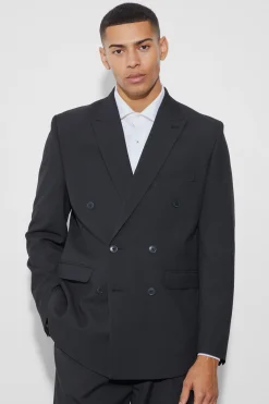 Double Breasted Relaxed Fit Blazer | BoohooMAN UK