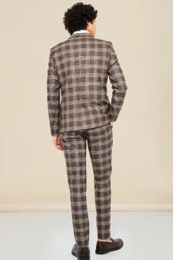 Double Breasted Slim Check Suit Jacket | BoohooMAN UK