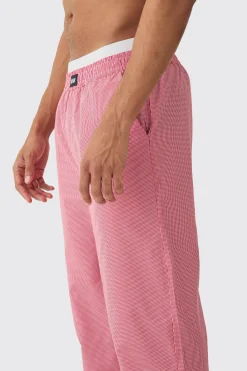 Double Waistband Check Lounge Bottoms | BoohooMAN UK