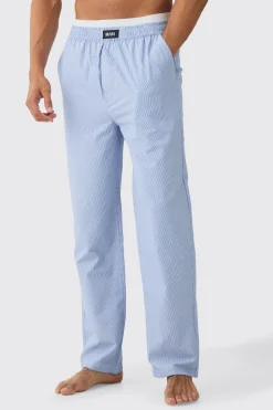 Double Waistband Woven Stripe Lounge Bottoms | BoohooMAN UK