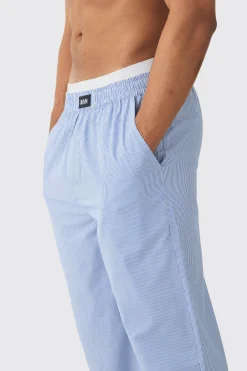 Double Waistband Woven Stripe Lounge Bottoms | BoohooMAN UK