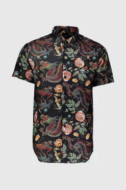 Dragon Print Short Sleeve Shirt | BoohooMAN UK