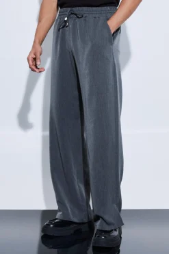 Drawcord Waist Split Hem Wide Leg Trousers | BoohooMAN UK