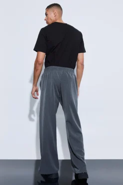 Drawcord Waist Split Hem Wide Leg Trousers | BoohooMAN UK