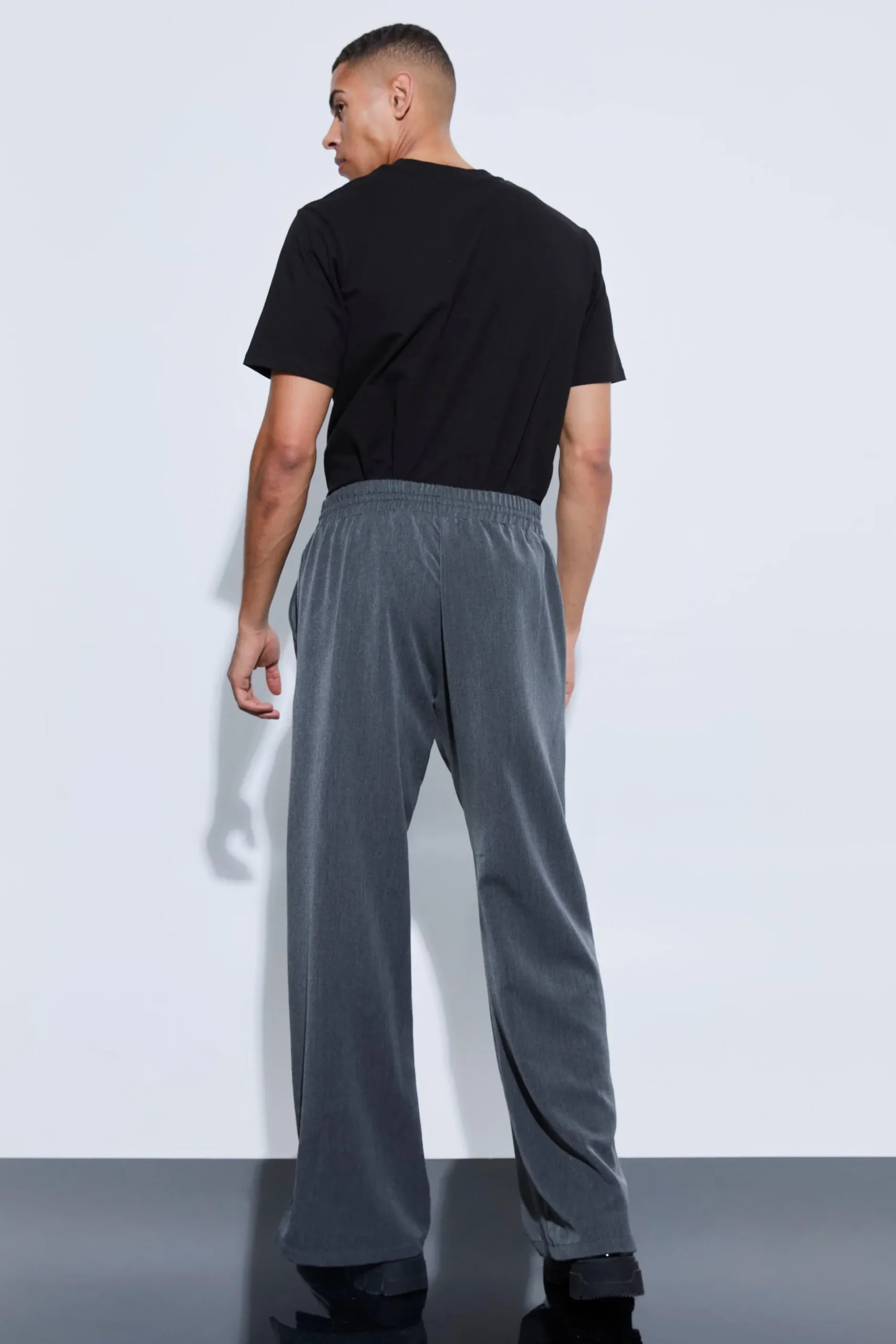 Drawcord Waist Split Hem Wide Leg Trousers | BoohooMAN UK
