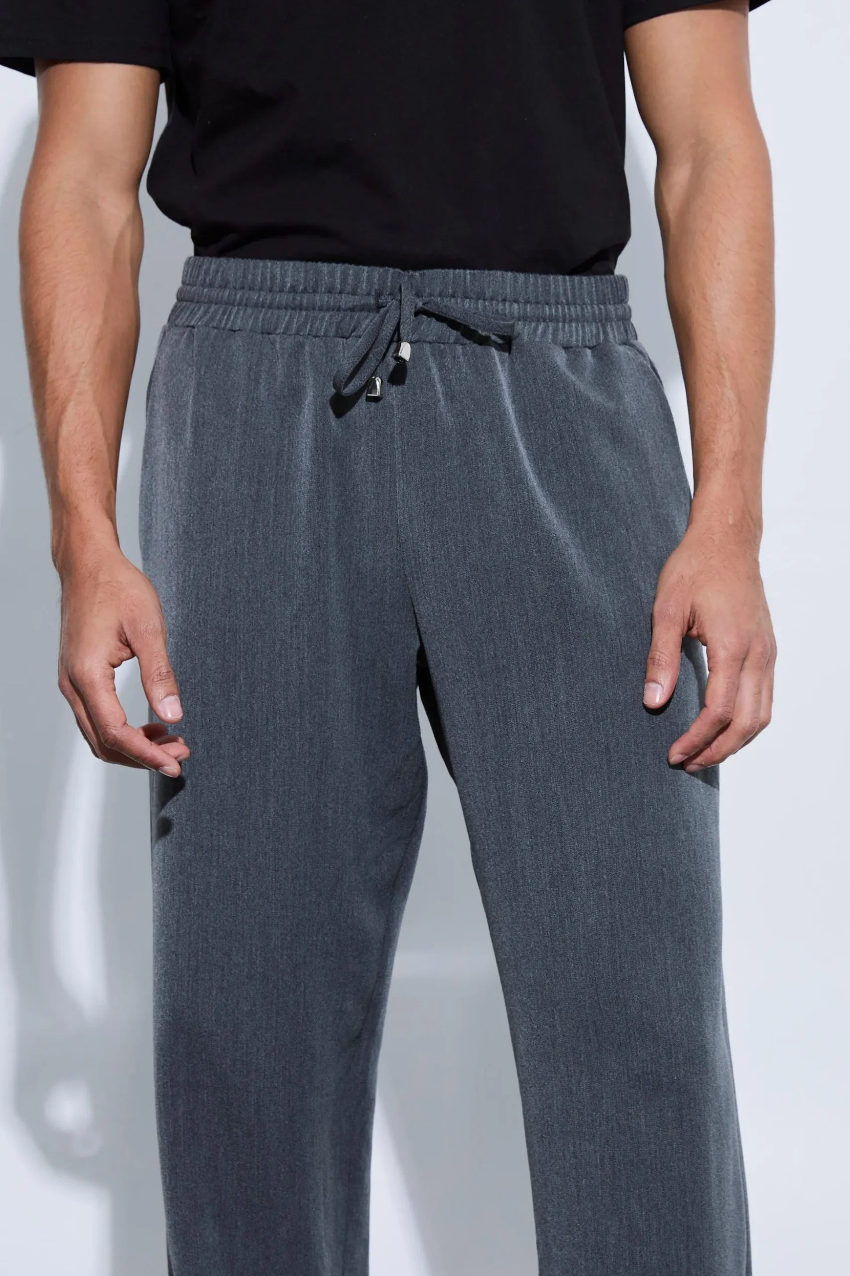 Drawcord Waist Split Hem Wide Leg Trousers | BoohooMAN UK