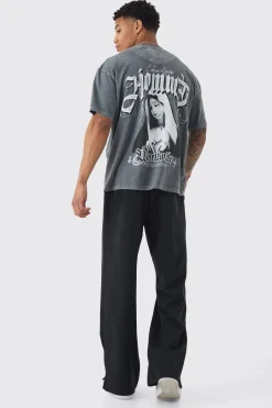 Drawcord Waist Split Hem Straight Leg Trousers | BoohooMAN UK