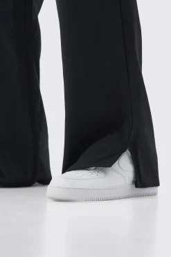 Drawcord Waist Split Hem Straight Leg Trousers | BoohooMAN UK