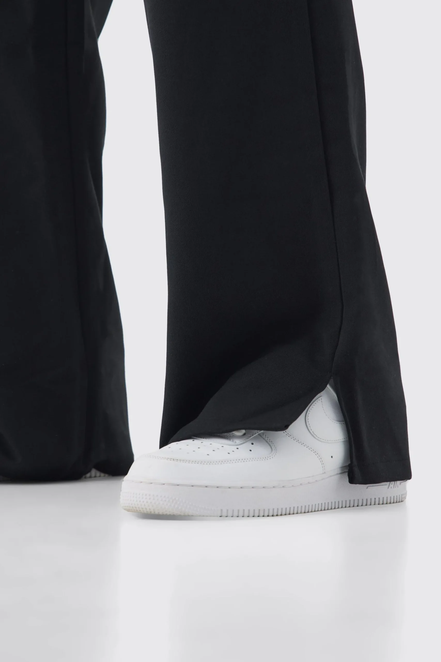 Drawcord Waist Split Hem Straight Leg Trousers | BoohooMAN UK