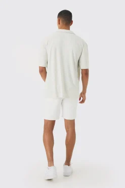 Drop Revere Towelling Embroidered Shirt | BoohooMAN UK